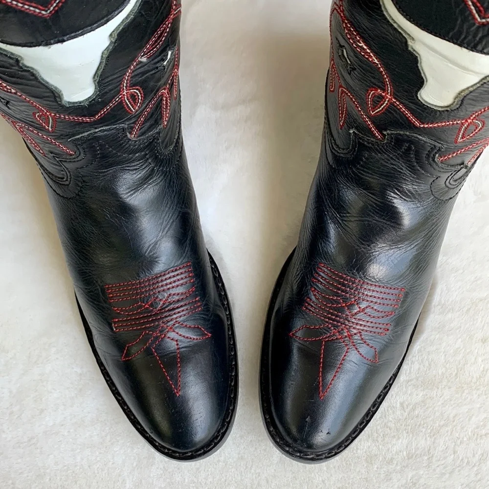 SOLD Justin Boots Steer Head Short Cowgirl Cowboy Western Boots Fits Women’s 7 - Picture 4 of 8
